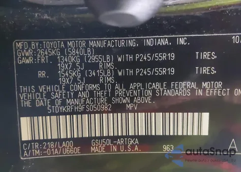 2015 Toyota Highlander Limited V6 from USA, damaged, VIN 5TDYKRFH9FS050982